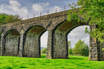 Railway viaduct over the River Keer at Capernwray, Cumbria.
