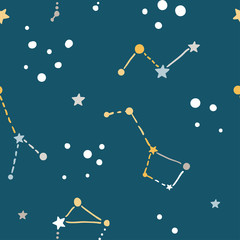 Obraz na płótnie Canvas Hand drawn zodiac constellations on dark sky