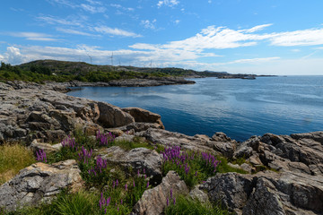 Fototapeta na wymiar North sea shore not far from Stavanger, Norway, on a clear summer day