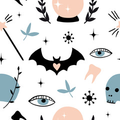 Vector witch magic seamless pattern