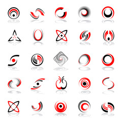 Design elements set. Abstract red and black icons.