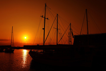 Yacht harbour sunset