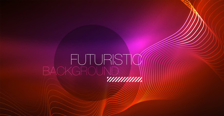 Neon lines wave background. Abstract composition