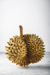 Durian exotic fruit from Asia on concrete table