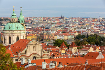 Fototapeta premium Prague Town Square Czech Republic, sunrise city skyline at Astronomical Clock Tower