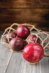 Passion fruit or maracuja from exotic tropical countries on table
