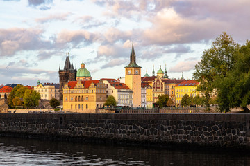 Naklejka premium Prague Town Square Czech Republic, sunrise city skyline at Astronomical Clock Tower