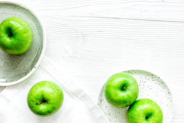 fresh organic green fruits with apples on white background top v