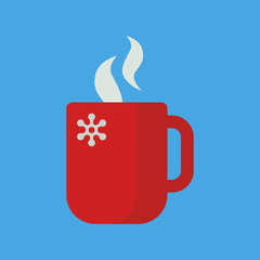 Christmas cup flat icon isolated on blue background. Simple Christmas sign symbol in flat style. New year and winter elements Vector illustration for web and mobile design.