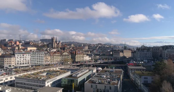 Lausanne Flon - Bel-Air - Aerial 4K