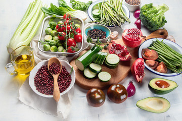 Seasonal vegetarian, vegan cooking ingredients