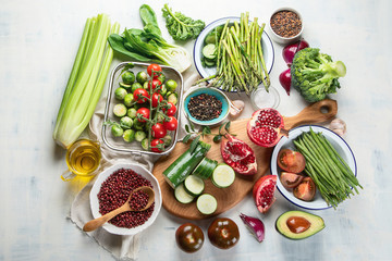 Seasonal vegetarian, vegan cooking ingredients