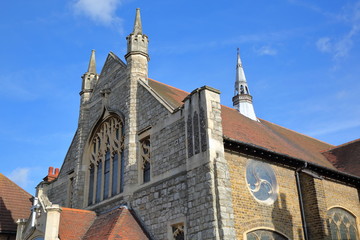 The external facade of Leigh Wesley Methodist Church, located on Elm Road in Leigh on Sea, UK