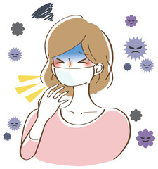 風邪がひどい女性　イラスト