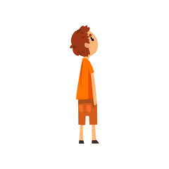Boy looking forward to something, side view vector Illustration on a white background