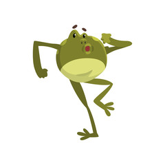 Funny frog amfibian animal cartoon character vector Illustration on a white background