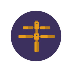Space station flat icon isolated on purple background. Simple sign symbol in flat style. Space elements Vector illustration for web and mobile design.