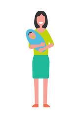 Woman Holding Newborn Baby on Hands, Motherhood