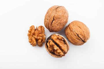 Food:  Top View of Walnut Isolated on White Background Shot in Studio