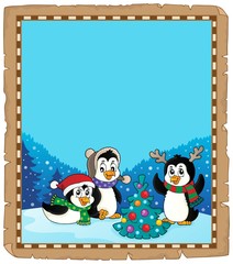 Christmas penguins thematic parchment 5