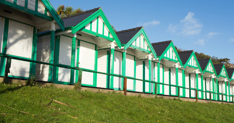 beach huts beside the South Wales Coast Path at Langland Bay