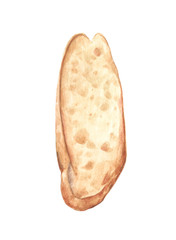 Sliced bread isolated on white background. Hand drawn watercolor illustration.