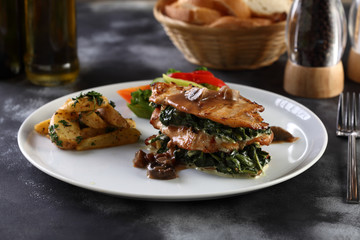 Chicken with spinach and potato