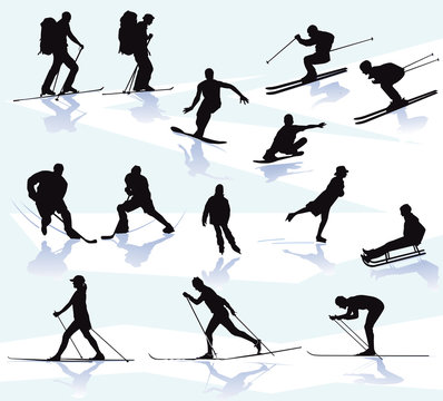 Wintersport Freizeitaktivitäten, illustration