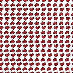 Hand drawn Red hearts seamless pattern on White background