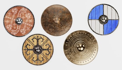 Realistic 3d Render of Viking Shields