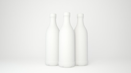 bottle row isolated. 3d render
