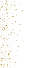 Memphis style geometric confetti vector background of triangle circle square shapes, chevron wavy lines.