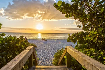 Fotobehang Napels Zonsondergang bij Naples Beach Florida