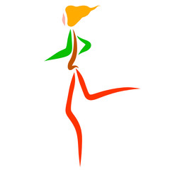 running girl, creative image of a sportswoman, colorful pattern