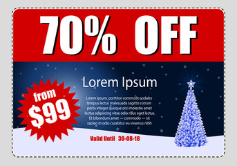 business coupon. Vector illustration Sale of goods and services. Christmas sale. Voucher.