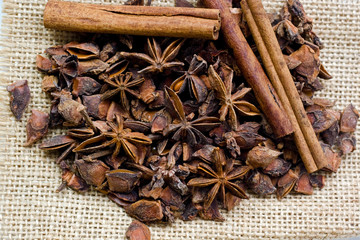 Cinnamon sticks and anise stars