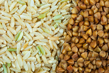 Rice and buckwheat background