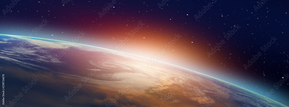 Poster planet earth with a spectacular sunset 