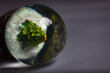 holiday christmas background  with snow globe