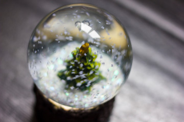 holiday christmas background  with snow globe