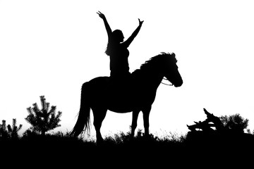 silhouette of horsegirl