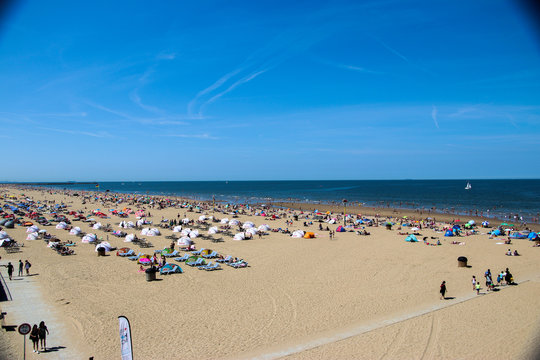 beach with umbrellas