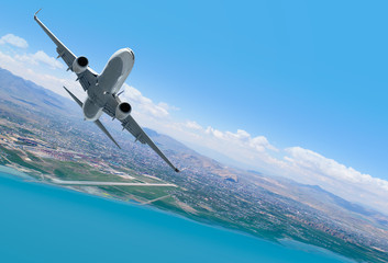 Airplane taking off from the airport - Travel by air transport