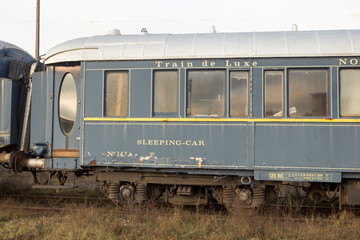 Obraz premium Orient express in Malaszewice, Poland. Train is getting damaged stuck for 10 years. 