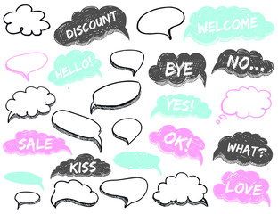 Vector speech bubbles background set.