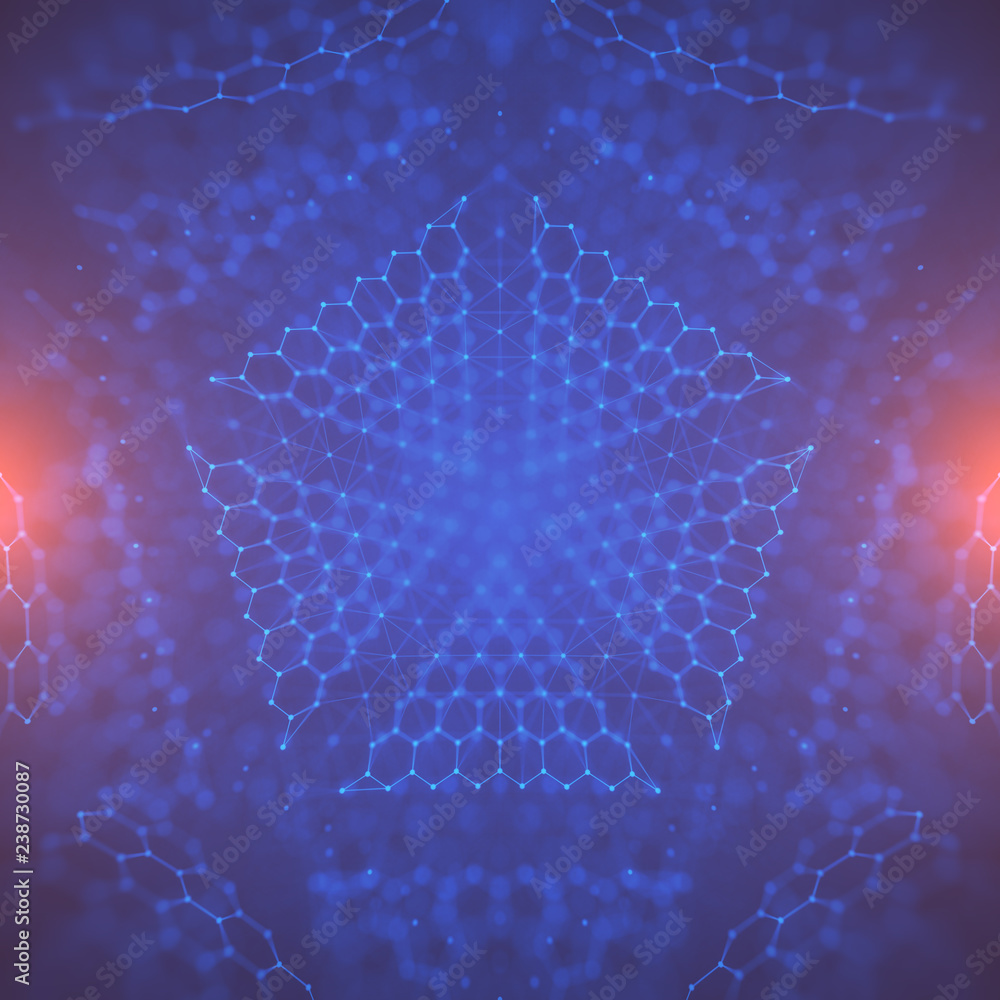 Poster abstract geometric figure with multiple connections.