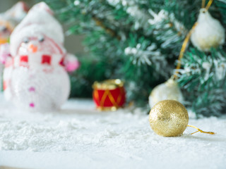 Christmas decorative gift boxes, drums and balls isolated on white background