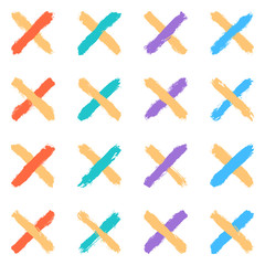 Seamless pattern created using brush strokes. Abstract background with elements in the form of a cross or a delete sign. Design graphic element saved as a vector illustration