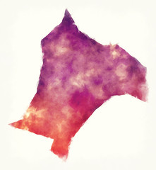 Hsinchu City watercolor map of Taiwan in front of a white background