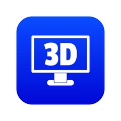 Computer monitor with 3d inscription icon digital blue for any design isolated on white vector illustration